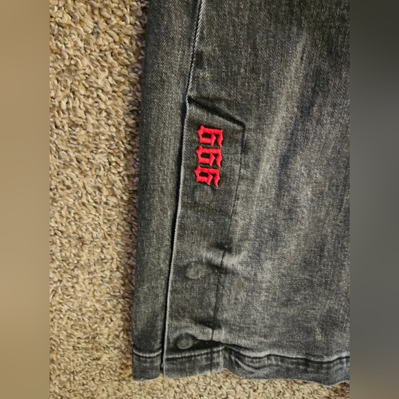 Ksubi Dark Gray Denim Pants Cargo Rock Style - Picture 5 of 10